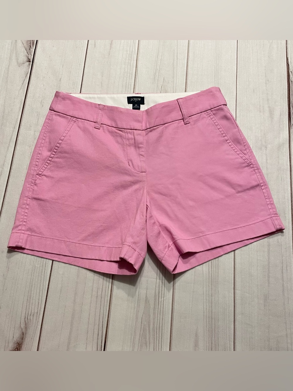 J. Crew 5” Chino Shorts Women’s 0 Pink Cotton Mid Rise Pockets Preppy Casual